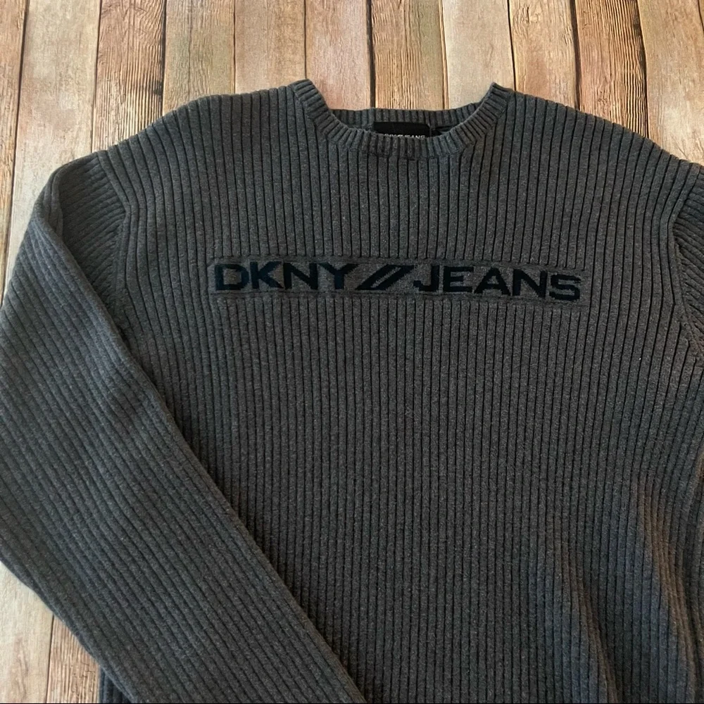 Vintage DKNY mens long sleeve ribbed Crewneck pullover sweater | size XL